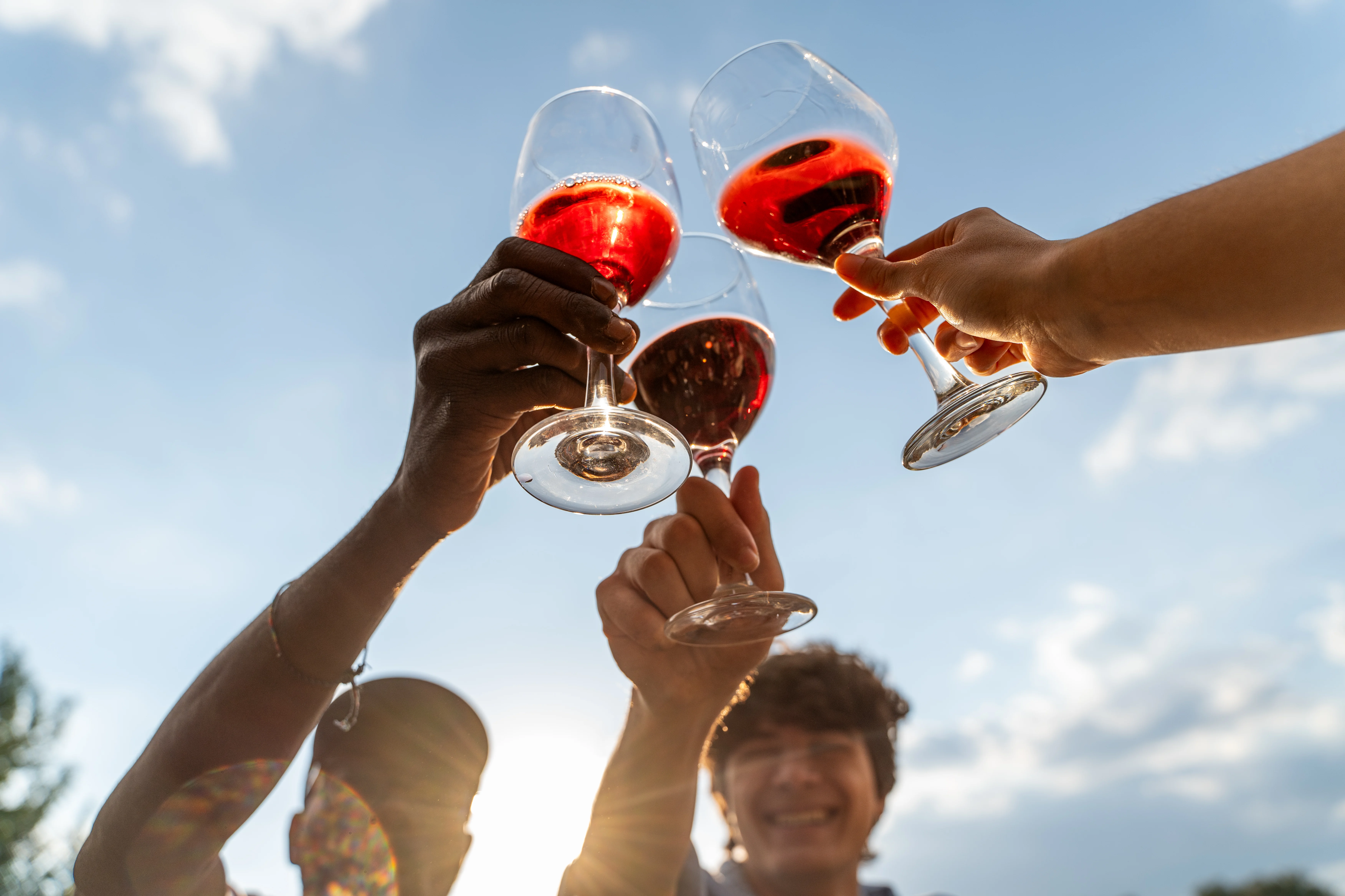 Wine and beer being served